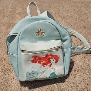 Loungefly Ariel Mini Backpack in Light Aqua with Red Accent